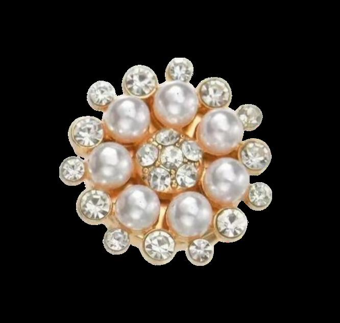 Stor rund knappepynt ,Hvite perler